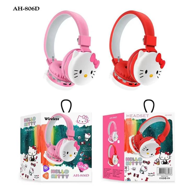 Hello Kitty headphones AH806d head-mount bluetooth headset cartoon mobile phone computer music stereo headset Sanrio Gift For girls