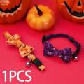 Halloween Cat Collar with Bow Tie and Bell Cats Charm Funny Comfortable for Boys and Girls Kittens. 