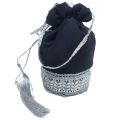 traditional potli gol bag clutch with silver lace. 