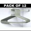 Hangers – Plastic Hanger - Hangers for Clothes - Good Quality Pack of 12 Large Grey Plastic Hangers. 