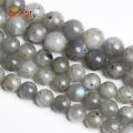 Natural Labradorite Larvikite Stone Beads Gray Moonstone Round Loose Spacer Beads For Jewelry DIY Making Bracelets 4 6 8 10 12mm. 