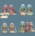 320ml Penguin Baby Training Cup kids Training Bottle Plastic Transparent Baby Beaker with Handle Water Sipper. 
