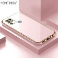 Hontinga for Infinix Hot 10 Back Cover Luxury 6D Plating Frame Shiny Bling Case Soft Silicone Square Phone Cases. 
