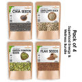 Bundle of 4 – Pumpkin Seeds, Sunflower Seeds, Flax Seeds (Alsi ke Beej) & Organic Chia Seeds | Superfood Combo for Weight Loss, Protein & Energy | Delhi Gate Organics. 