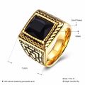 Square Black Stone Men Seal Ring Signet Gold Color Classic Wedding Band Male Rings Titanium Stainless Ring. 