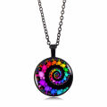 FIBONACCI Spiral Pendant Fractal Necklaces Pendants Flourish Swirls Glass Dome Necklace Sacred Geometry Art Picture Jewelry Gift. 