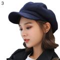 British Style Felt Solid Color Wide Brim Women Beret Winter Warm Peaked Cap Hat. 