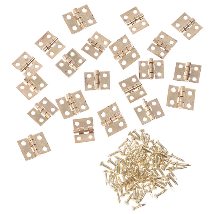 20pcs Cabinet Door Hinges Brass Plated Mini Hinge Small Decorative Jewelry Sunlight Super Store