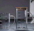 1pcs, Glass Measuring Cups Jugs With Lid, Measuring Pitcher Beaker, Measured Mug, Measure Liquid Milk Glass Cup, Clear Scale Cup With Spout& Insulated Handle, For Hot/Cold Liquid, Kitchen Stuff, Cheap Stuff. 