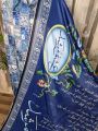 Ishq Murshid Blue Silk Dupatta – Premium Shawl with Urdu Poetry and Calligraphy, 2.5 Meters Length. 