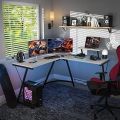 L-Shaped Gaming Desk Computer Corner Table, Home & Computer Gaming Desk, Office Workstation with Monitor Stand, Size. 