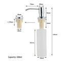 Built-in Sink Soap Dispenser for Kitchen Stainless Steel Brushed Nickel with 300ml Liquid Soap Bottle. 