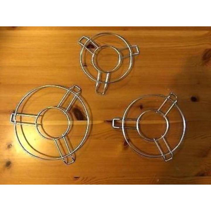 STAINLESS STEEL KITCHEN UTENSIL HEAVY HOT POT STAND PLATE STAND HOT PLATE STAND STEAMER  Handi stand  Set of 3 ( 2x 6inch, 1 x 12inch)