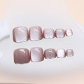 24pcs Light Purple Color Foot False Nails With Glue Elegant Art Wearable Beautiful Press On Artificial Nails For Girl Women. 