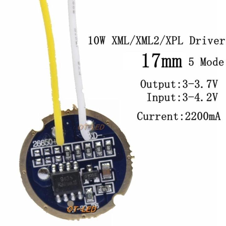 【Topnotch Store】1-10PCS cree led led T6 U2 driver 17mm 20mm 2-2.2A 5-Mode LED Driver for CREE XML LED Emitter