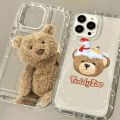 Cartoon Teddy Bear Soft TPU Case for iPhone 15 14 13 12 11 Pro Max XR XS X 8 7 6 6S Plus SE 2020 Shockproof Clear Cover. 