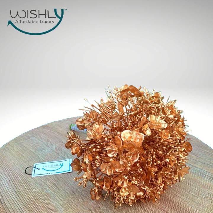 Wishly Artificial Gold Flowers Stems & Bouquet Pack of 5, for Home, Office Restaurant Wedding Party Décor / DIY Flower Arrangement Decoration.