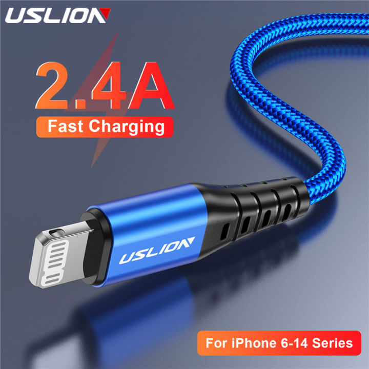 USLION USB Cable For iPhone Cable 14 13 12 11 Pro Max Xs Xr X SE 8 7 6S Plus iPad Air Fast Charging Cable For iPhone Charger