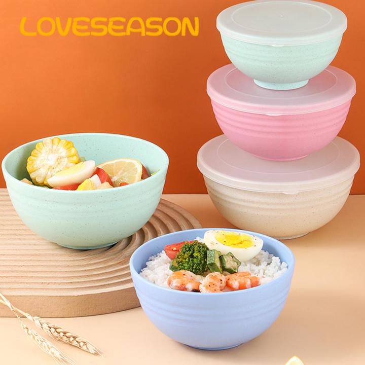 Travel-friendly Salad Bowl Multipurpose Food Grade Plastic Salad Bowl with Lid Dishwasher Safe Reusable Thickened Cereal Bowl for Soups Oatmeal Ramen Ideal Kitchen Supplies for Southeast for Home