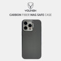 YOUKSH iPhone 16 Pro Carbon Fiber  Case - iPhone 16 Pro Carbon Fiber Magsafe  Charging  Cover - iPhone 16 Pro Matte Hard  Carbon Pouch - iPhone 16 Pro Side Soft Silicon and With Mag Safe Charging Cover.. 