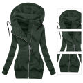 Winter Coat Elastic Cuffs Pure Color Hooded Warm Sweatshirt Coat. 