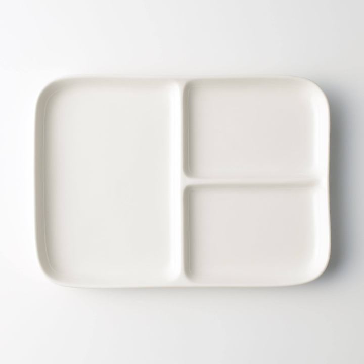 Pack Of 1 & 2, Melamine 3 Section Devided Large Serving Dish Kitchen Size 13.5 x 9 Inches - White