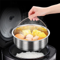1 Piece Stainless Steel Steamer Basket Vegetables Fruit Colander Strainer with Handle Silver. 