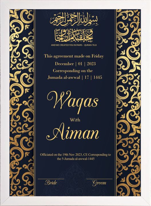 Customized%20A4%20Size%20Nikah%20Certificate%20With%20Frame%20Premium%20Classic%20Golden%20Frame%20Nikkah%20Nama%20Signature%20Certificate%20HD%20Print%20Quality%20for%20Bride%20&%20Groom%20-%20Image%203