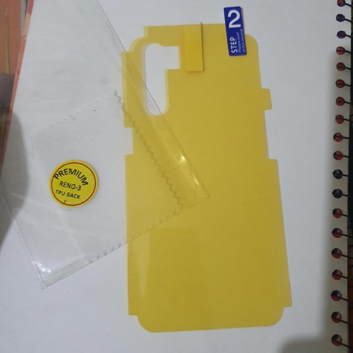 Oppoo reno 3- Hydro gel Film Jelly skin Crystal Clear Transparent Back Skin- Back Protector / Sheet