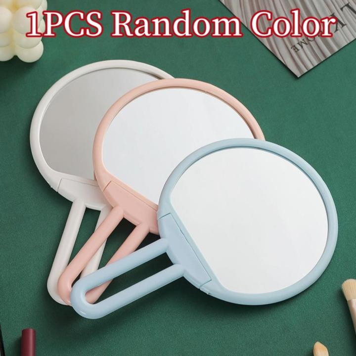 Stand Mirror Women Girls Handheld Vanity Make Up Foldable Hand Mirrors Portable Handle Makeup Cosmetic Beauty Tools Desktop