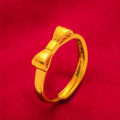 Youbo Internet celebrity 24k Bow Ring   Female   Gold Plated Style Sweet and Simple Ancient Gold Finger Ring Net Red. 