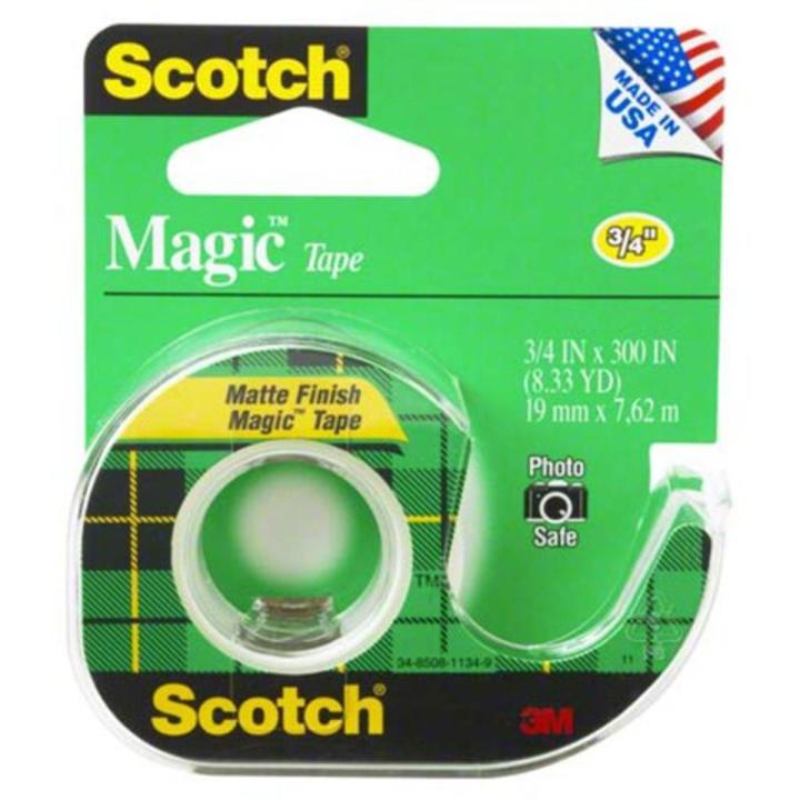 Magic™ Invisible Tape With Dispenser, 3/4 in x 300 IN (19 mm x 7.62 m)3M, with refillable Dispenser Magic Tape / Invisible Tape Made in USA