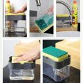 2 in 1 Soap Dispenser Push-Out Liquid Dispenser Kitchen Dishwashing Brush Scouring Pad Detergent Automatic Dispenser Kitchen Tool. 