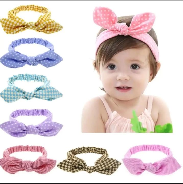 OW  3 Pcs Hair Bandage Tie Band Headband Bow Turban Children Newborn Kids Baby Girl Accessories Bowknot Rabbit Ear Headwear