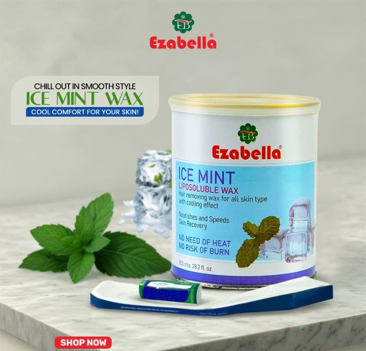 Ezabella Ice Mint Cooling Effect Liposoluble Hair Removing Wax For Skin Type Without Strips -800ml