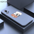 Hontinga for Infinix Note 11 / Note 12 G88 Back Cover Cartoon Cute Three Bears Case Square Edge Liquid Silicone Phone Case. 