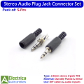 5pcs 3-Pole 3.5mm Audio Plug Jack Connector for Headphones, DIY Cables & Audio Projects by Electrica. 