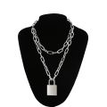 90s Double Layer Chain Necklace With Lock Women/men Rock Padlock Pendant Necklace Vintage Emo Grunge Goth Jewelry. 