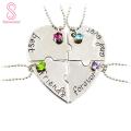 4Pcs/Set Best Friend Forever and Ever BFF Heart Shape Puzzle Pendant Necklace Set. 
