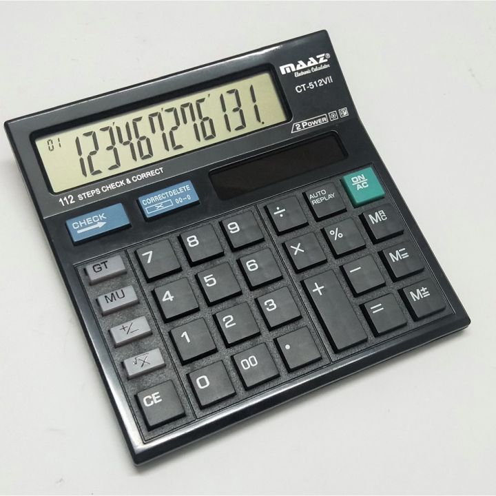 12 Digits Electronics Medium Size Calculator,  MAAZ CT-512 VIII, Black