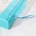 Square Transparent Plastic Water Bottle with Frosted Finish and Carry Loop. 