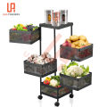 5 Tier Square Vegetable & Fruit Organizer Basket 360-Degree Rotating Moveable Rack for Kitchen Storage Baskets. 