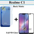 Realme C1 Full Black 9D|5D|6D|10D|11D|21D Tempered Glass Screen Protector Full Glue Edge To Edge + Back Matte Protector Soft Skin Sheet Soft Film Protection For Realme C1. 