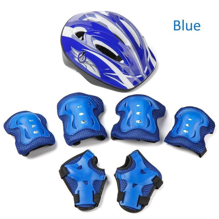 7Pcs Kids Knee Elbow Pad Bicycle Helmet Protection Protective Equipment Skate Cycling Safety Helmet Safety Guard Accessories