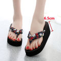 Women’s Floral Wedge Flip-Flops High Heel Beach Sandals. 