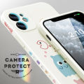 Jizetin for OPPO F19 / A74 / A95 Case Funny Cartoon Monster Family Side Design Phone Cover Square Edge Pattern Liquid Silicone Phone Cases. 