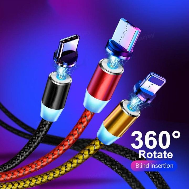 Magnetic%20Fast%20Charging%20Cable%201m%202m%20Nylon%20Braided%20LED%20for%20Micro%20USB%20Type%20C%20iPhone%20Black%20-%20Image%206