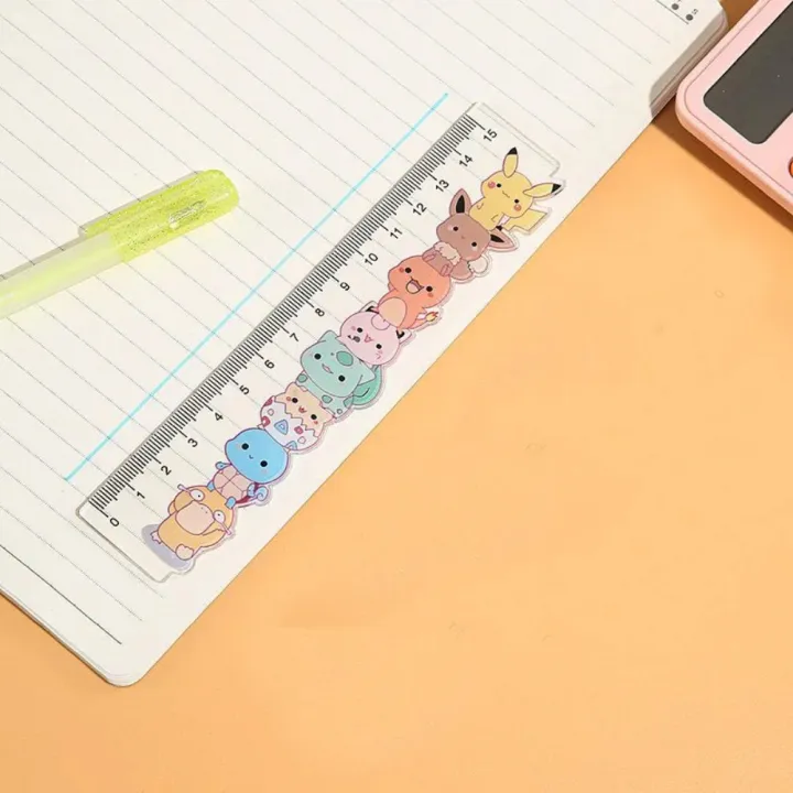 Crayon Ruler Kawaii Pikachu Straight Rulers 15CM Cartoon Anime Crayon Shin Chan ...