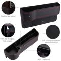 Car Seat Gap Filler, 2 PCS Multifunctional Car Seat Organizer with Cup Holder, Car Console Side Organizer for Cellphones, Wallets, Keys, Coin, Cards, Sunglasses, Passenger Side & Driver Side - Black. 