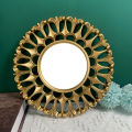 Elegant 3-Piece Golden Decorative Wall Mirror Set for Home Room Decor. 